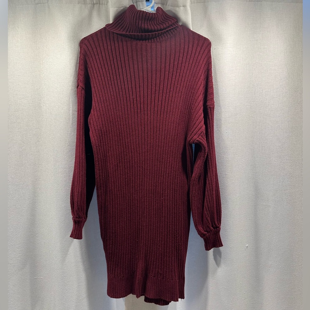 ANRABESS Ribbed Turtleneck Sweater Dress